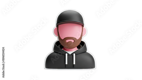 3D Rendered Man in Hoodie and Cap on White Background