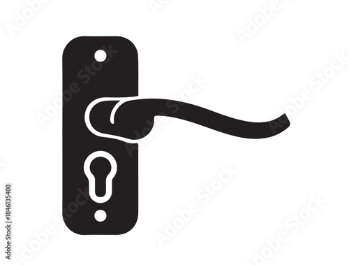 Door lock in silhouette white background.