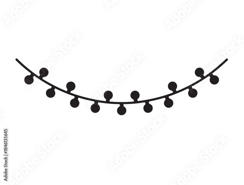  Fairy lights icon in silhouette white background.