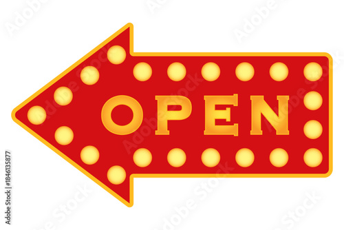 矢印型のオープン看板のイラスト