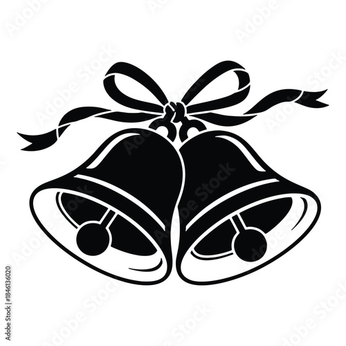 Christmas Ornaments Vector - Festive Bells with Ribbon for Holiday Decor