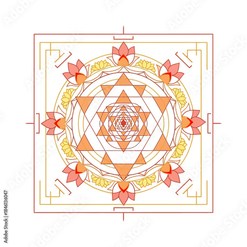 Sri yantra sacred geometry mandala spiritual symbol hinduism tantra art