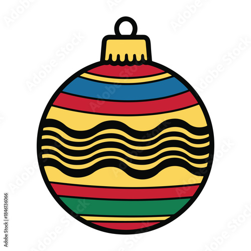 Christmas Ornaments Vector Illustration - Colorful Striped Bauble