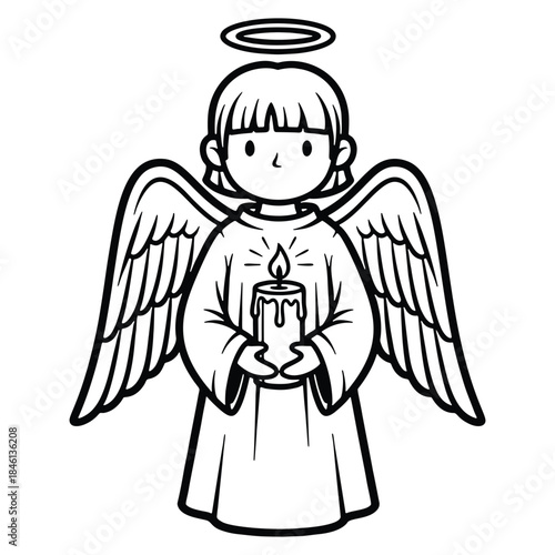 Cute Angel Holding Candle Christmas Ornaments Vector Illustration for Festive Decor