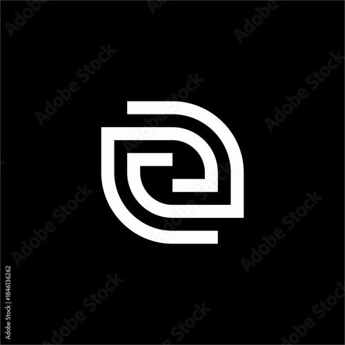 A sophisticated, futuristic Letter e combined with a leaf shape. The elegant line art is ideal for an eco-friendly technology or renewable energy brand.