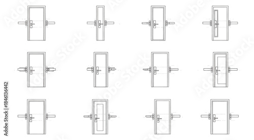 Grid of mechanical stress diagrams showing rectangular objects with inward force arrows, illustrating material deformation, load distribution, and structural analysis concepts in minimal technical ill