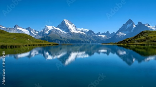 Wallpaper Mural Snow capped mountains reflected in a calm blue lake Torontodigital.ca