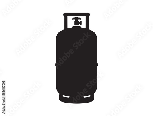LPG Gas Cylinder in silhouette white background.