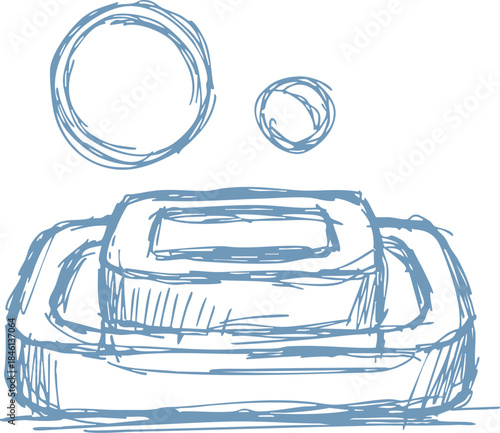 Soap dish with bubbles hand drawn