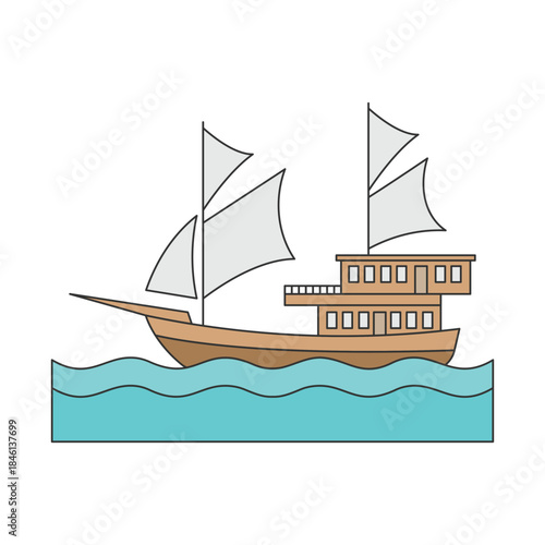 vector illustration of a sailing ship