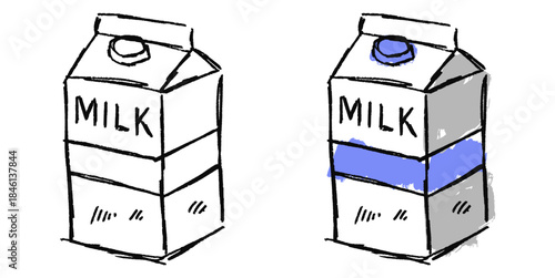 Grunge sketch handdrawn milk box vector for retro dairy ads and edgy designs. Ideal for illustrating classic nutrition, farming, and raw artistic concepts.