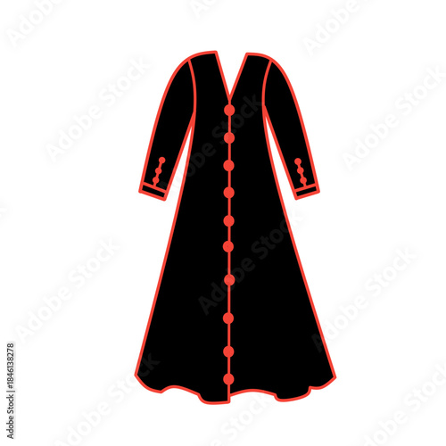 Traditional black abaya with red accents