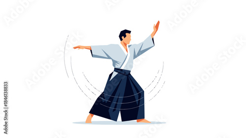 Person Practicing Traditional Martial Arts in a Karate Uniform