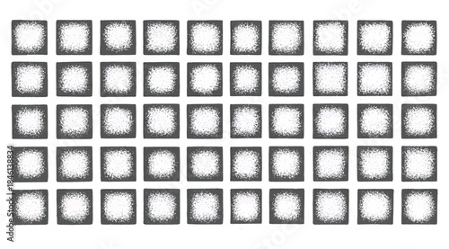 Grid of fifty‑six square shapes arranged in seven rows and eight columns with dark borders and lighter centers, shaded gradient pattern illustration for visual design, pattern recognition, abstract ar