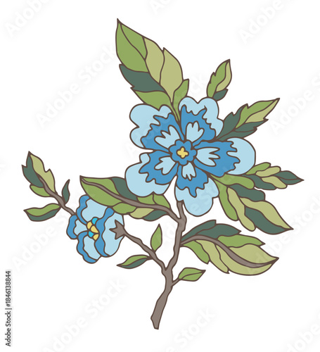 Long rose branch vector clipart