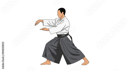 Martial artist practicing traditional techniques in a studio setting