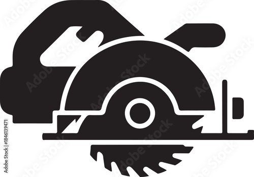 Circular saw vector icon representing power tools and carpentry equipment for construction projects
