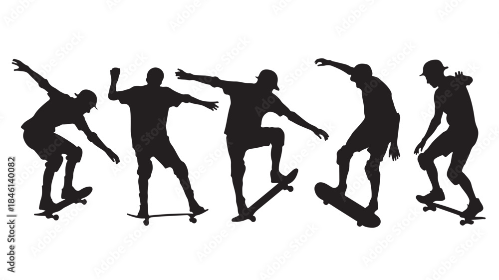 Fototapeta premium Skateboarder Performing Tricks Isolated on White Background