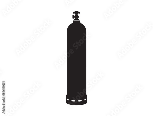 Nitrogen Gas Cylinder in silhouette white background۔