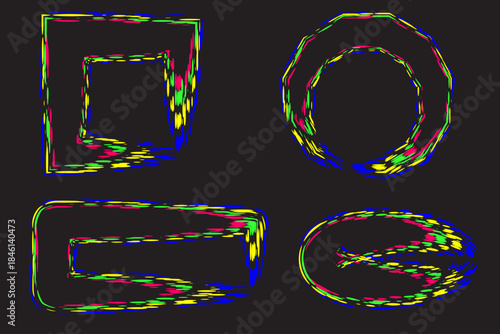 vector particles Dispersed background set. Pixel disintegration, pixel gradient, decay effect, mosaic, transform rectangle