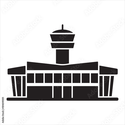 airport terminal icon vector silhouette on transparent background