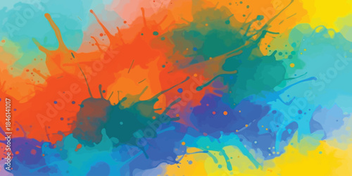Dynamic multicolored watercolor ink splash background abstract art vector illustration