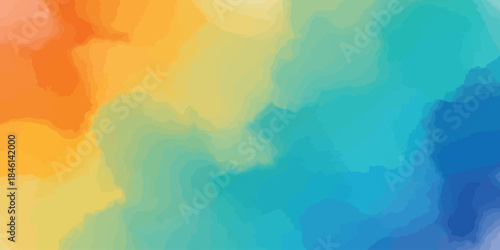 Vibrant Abstract Vector Background with Fluid Contour Layers and Warm to Cool Gradient Blending Orange Yellow and Blue