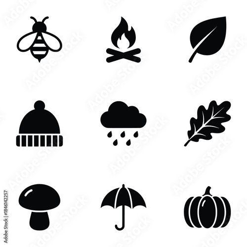 Autumn Season Icons Set