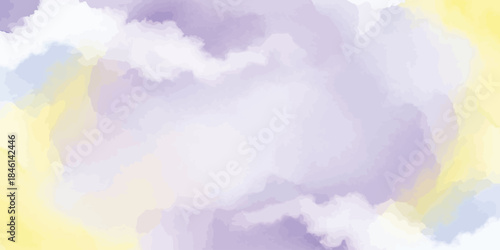 Pastel Watercolor Abstract Background with Lavender and Yellow Wash Textures