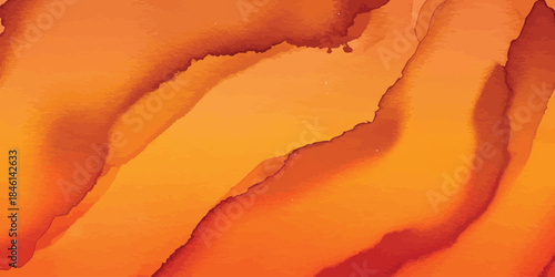 Warm Orange and Burnt Sienna Watercolor Texture Background Abstract Ink Style Vector