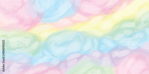Colorful Abstract Watercolor Background in Soft Pastel Tones Pink Blue Green Yellow Lavender