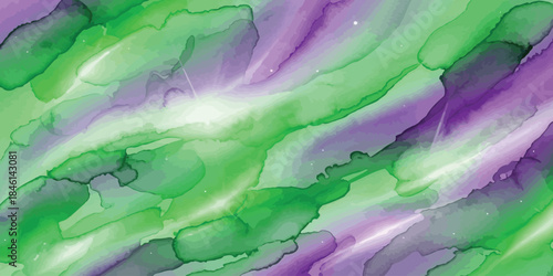 Vibrant green and purple alcohol ink texture Liquid abstract background Fluid watercolor art effect for luxury design