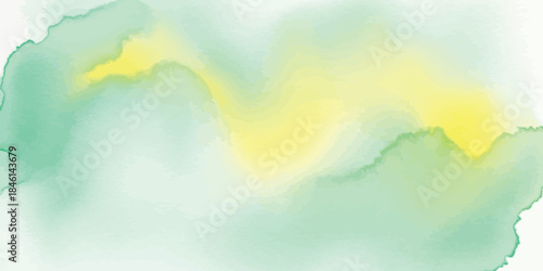 Fresh spring green and lemon yellow abstract watercolor background texture