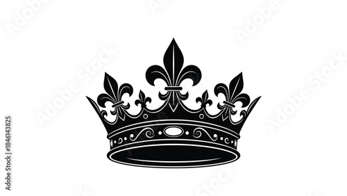 Elegant black crown design with fleur de lis and ornate details shown clearly