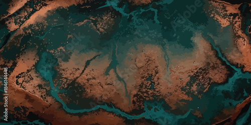 Abstract Earthy Teal and Brown Grunge Texture Vector Background