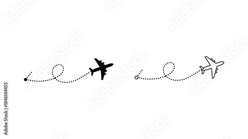 Simple illustration of an airplane trail and a butterfly in flight