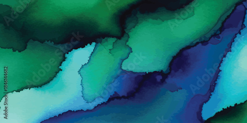 Dynamic Abstract Blue Green Watercolor Texture Background