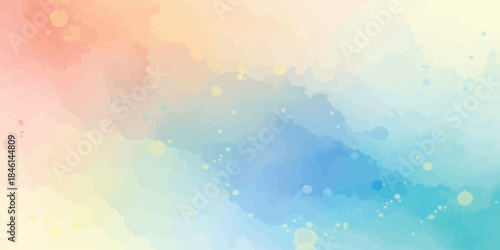 Abstract Watercolor Wash Background Vector Art Gentle Pastel Pink Orange and Cyan Blue Gradient Texture