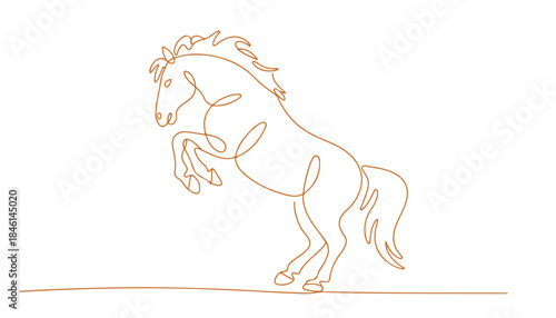 One continuous line illustration of an horse, isolated on white background.
