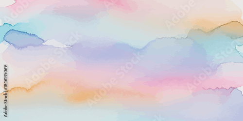 Abstract Pastel Watercolor Background Vector Texture Soft Wash Pink Blue Orange Gradient
