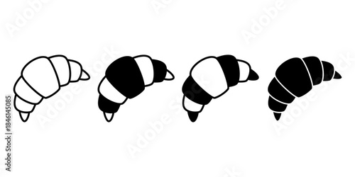 Croissant Black Icon Bundle for Bakery and Breakfast Themes