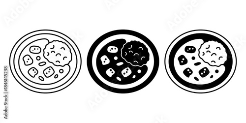 Curry Plate Black Icon Bundle for Asian Food and Cuisine Themes