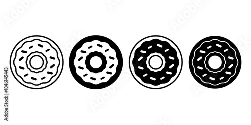 Donut Black Icon Bundle for Bakery and Sweet Dessert Themes