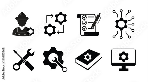 engineering icon set. editable web icons. vector illustration