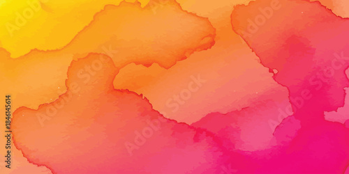 Vibrant watercolor gradient background blending yellow orange and magenta hot pink abstract fluid texture