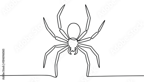 One continuous line illustration of an spider , isolated on white background.