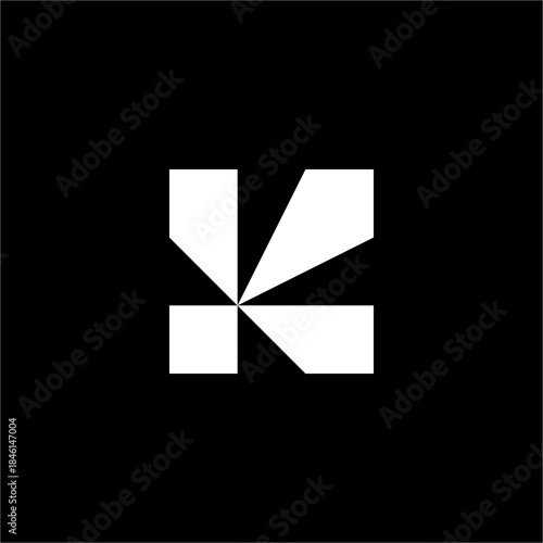 A strong, modern K symbol featuring sharp, geometric blocks and negative space. Ideal for a corporate finance or investment firm representing strategy and growth.