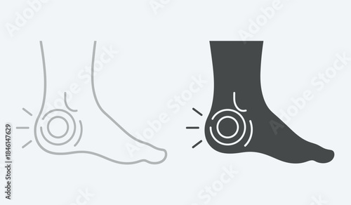 Ankle pain illustration with healthy and inflamed comparison