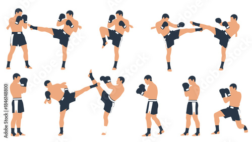 Group of People Performing Martial Arts Kicks in a Studio