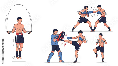 Young Athletes Performing Dynamic Fitness Exercises and Partner Workouts